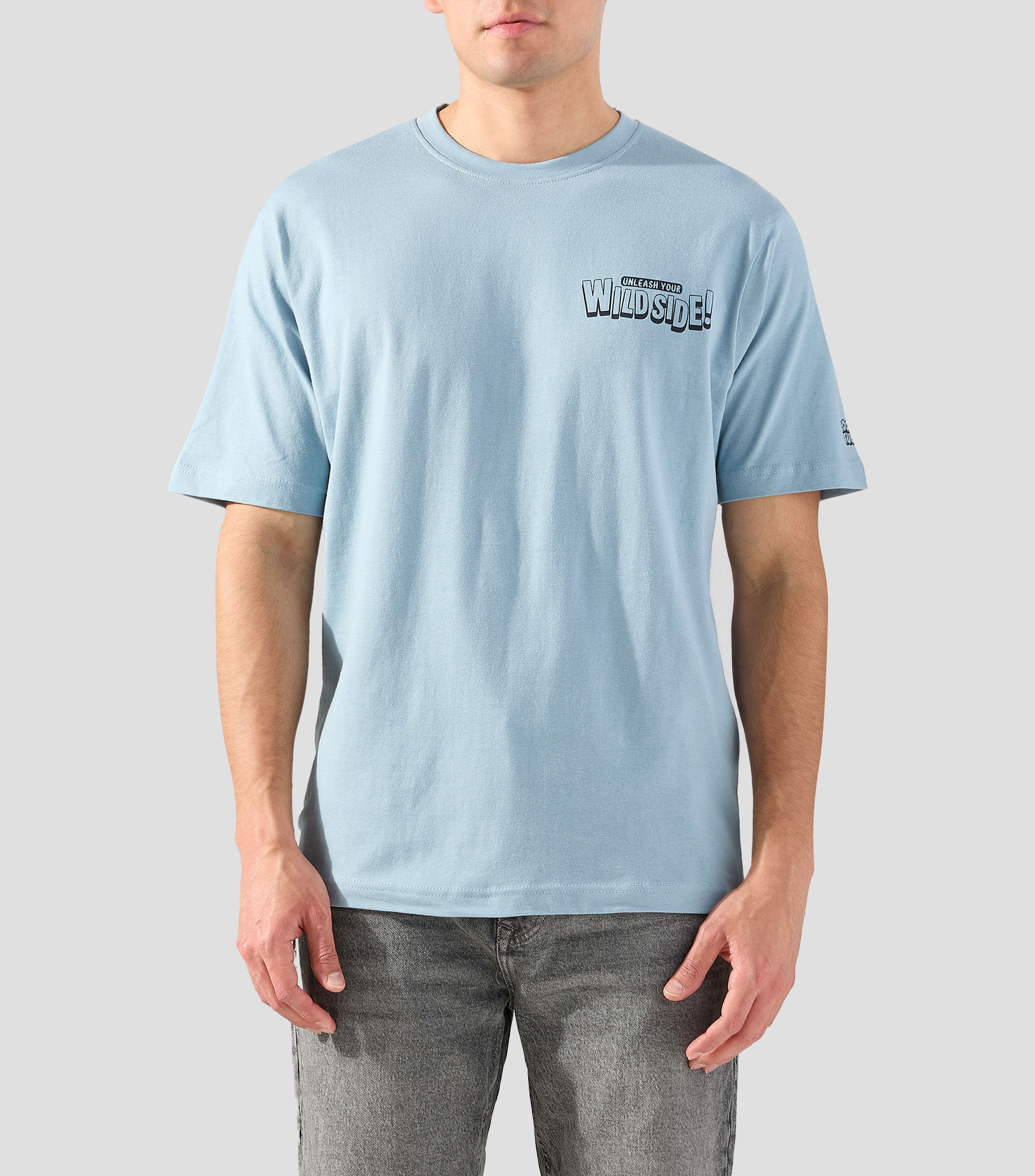 Playera cuello redondo manga corta estampada Hombre